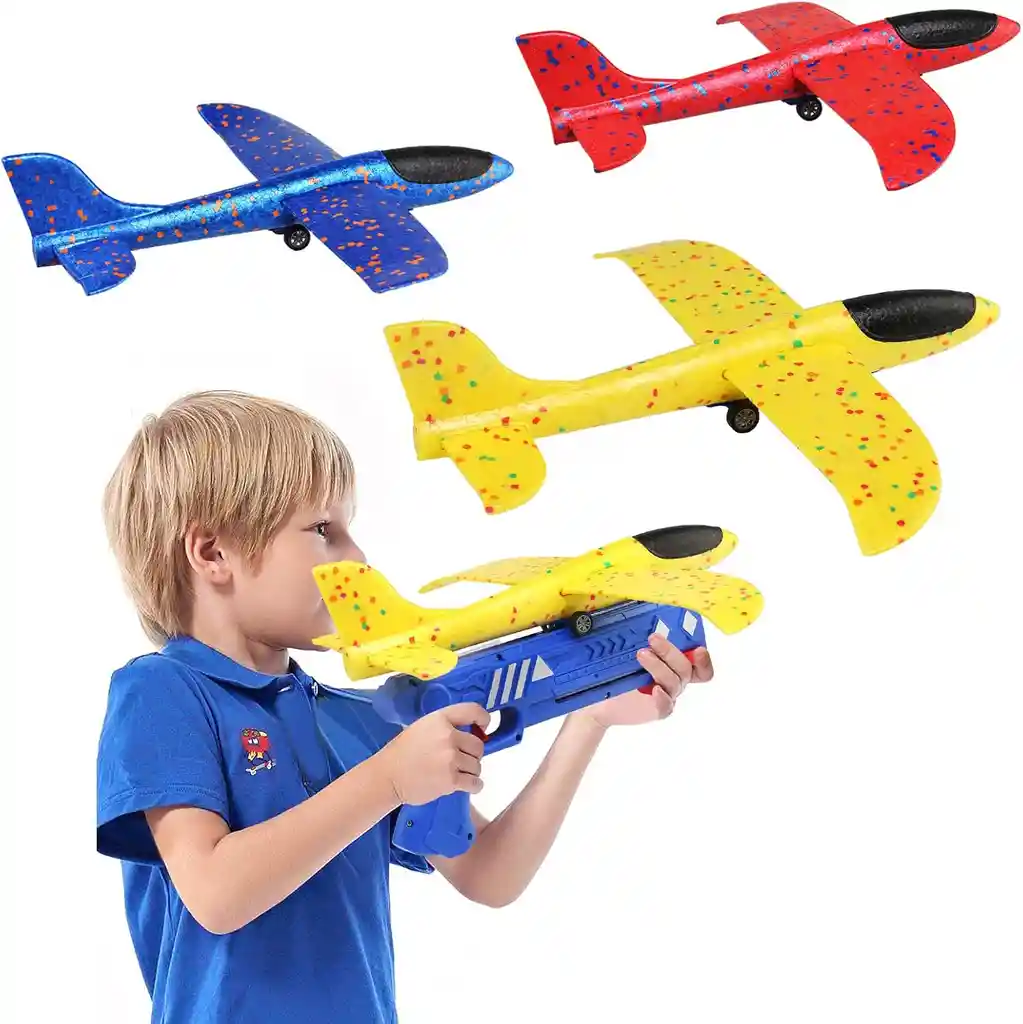Avión Con Pistola Lanzador Juguete De Vuelo Para Niños