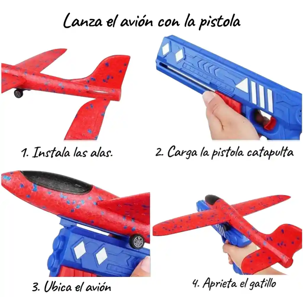 Avión Con Pistola Lanzador Juguete De Vuelo Para Niños