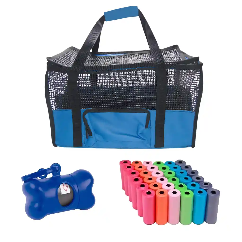 Maletín Cargador Mediano + Dispensador + 20 Rollos Azul Claro