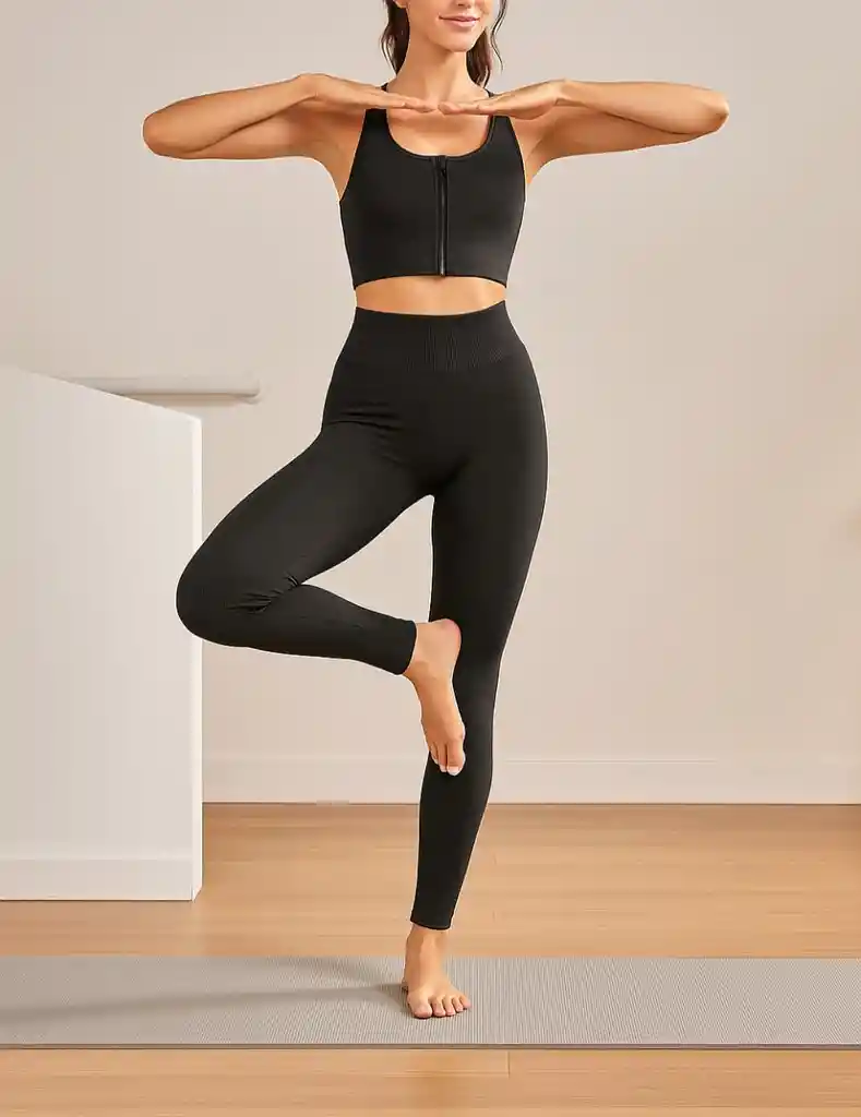 Conjunto Deportivo Negro (legging Y Top)
