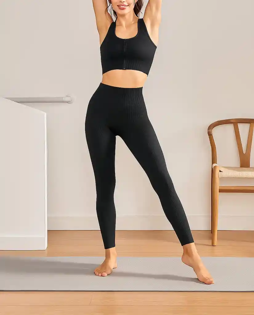 Conjunto Deportivo Negro (legging Y Top)