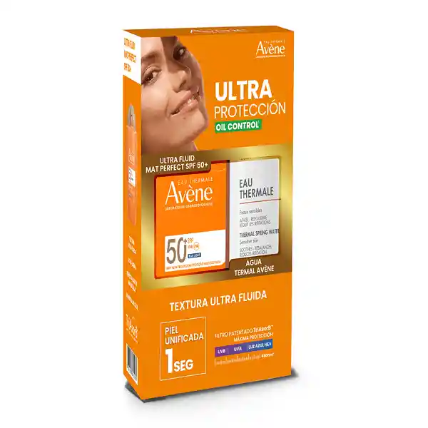 Kit Avène Protector Solar Ultra-fluid Matte Perfect 50ml + Agua Termal 150ml