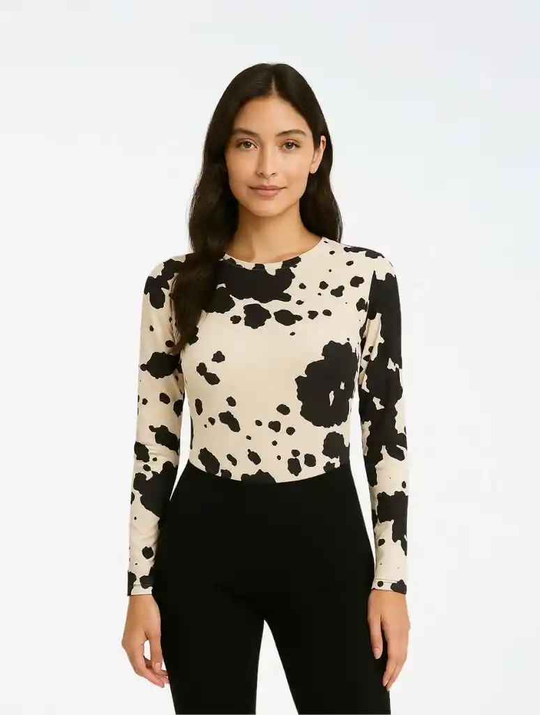 Body Para Mujer Estampado De Vaca - The Cow Negro Sm
