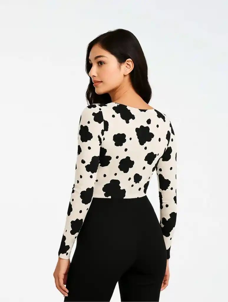 Body Para Mujer Estampado De Vaca - The Cow Negro Sm