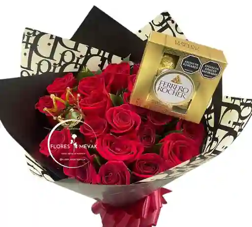 Flores Rosas Rojas X24 Y Ferrero Rocher, Amor Eterno.