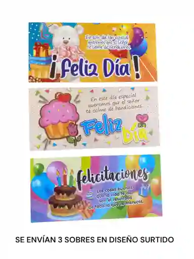 Lluvia De Sobres Feliz Cumpleaños Diseños Surtidos X 3 Unidades