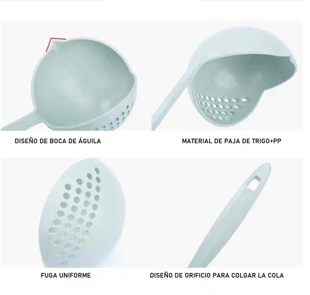 Cuchara Colador Escurridora Mango Para Sopa Multiusos 2 En 1