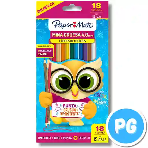 Caja Lapices De Colores Paper Mate X18 Unds Unipunta