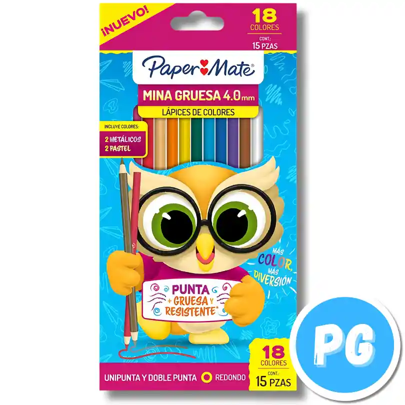 Caja Lapices De Colores Paper Mate X18 Unds Unipunta