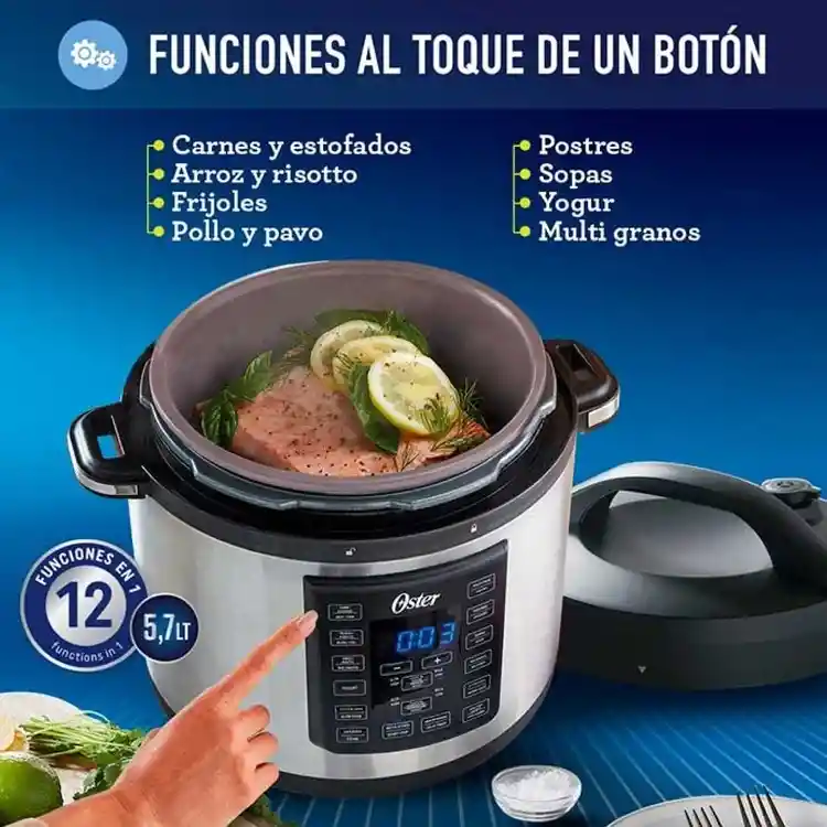 Olla Multifuncional Oster 5.7lt Bioceramic Plateado
