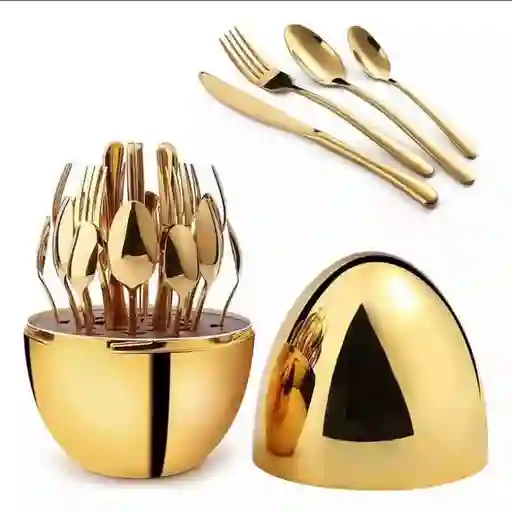 Set De Cubiertos En Acero Inoxidable Con Estuche Huevo De Lujo