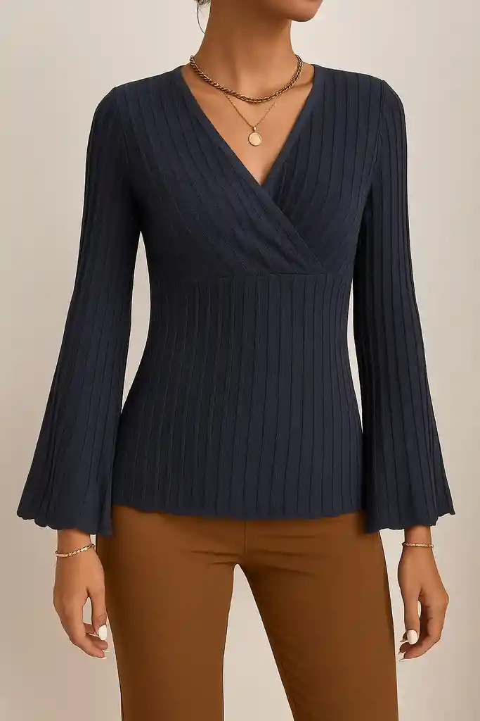 Blusa Manga Larga Mujer – Elegancia Cruzada
