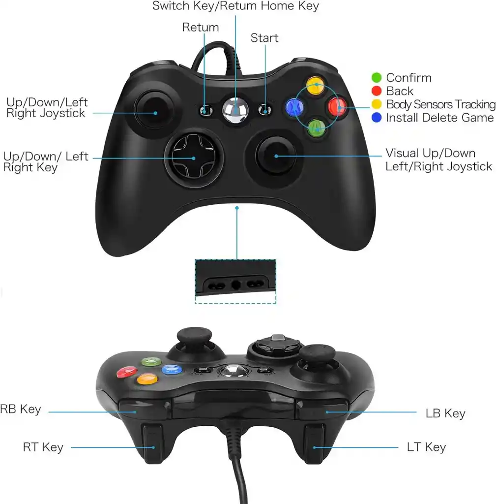 Control Para Juegos Usb Compatible Con Pc Windows Y Xbox 360