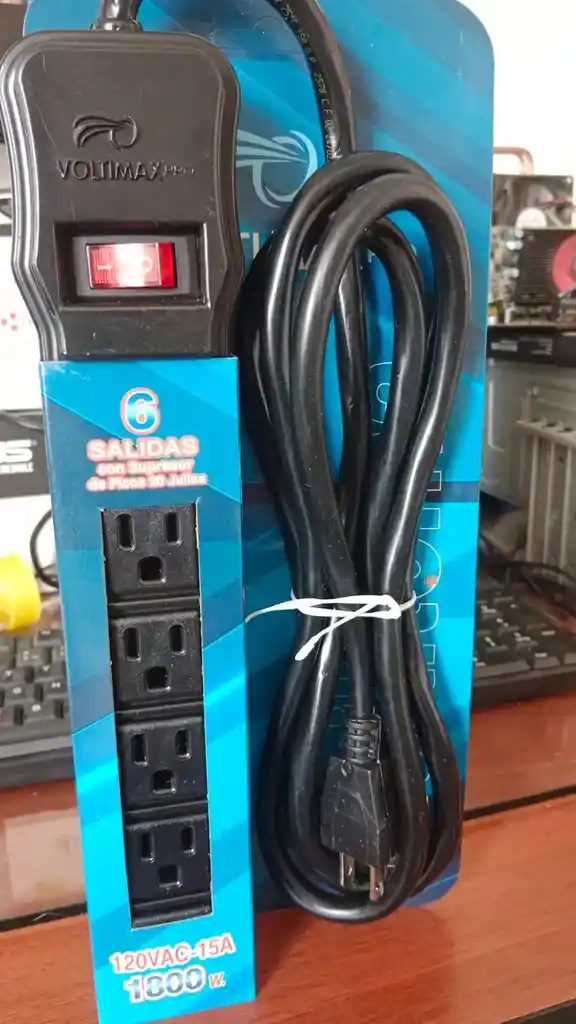 Multitoma Con Cable De 2 Metros Supresor Voltimax Pro 6 Tomas 120v 15a 1800w