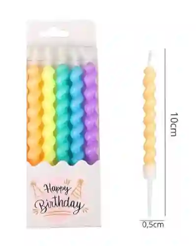 Set Vela Espiral Tonos Pastel X 5uds