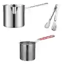 Olla Freidora De Acero Inoxidable + Cesta + Pinza