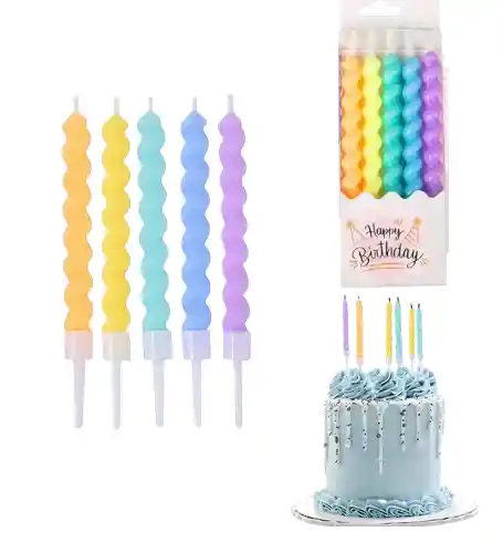 Set Vela Espiral Tonos Pastel X 5uds