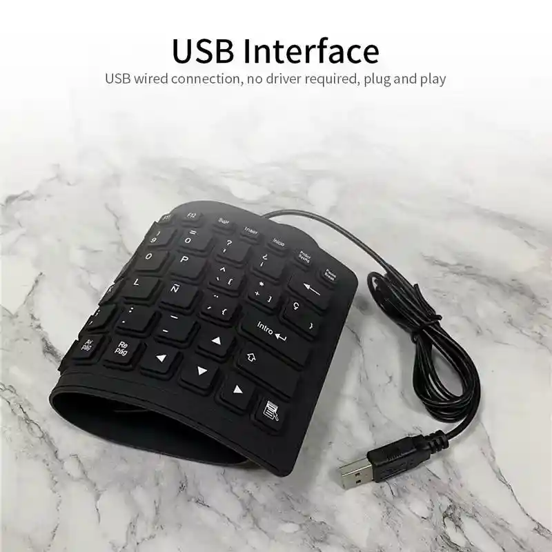 Teclado Flexible Para Computador O Tablet Negro