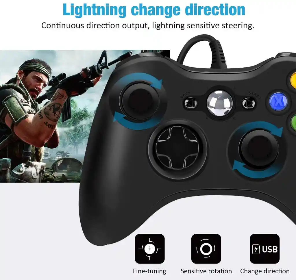 Control Para Juegos Usb Compatible Con Pc Windows Y Xbox 360