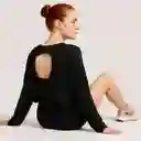 Crop De Manga Larga Negro Con Abertura En La Espalda