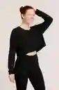 Crop De Manga Larga Negro Con Abertura En La Espalda