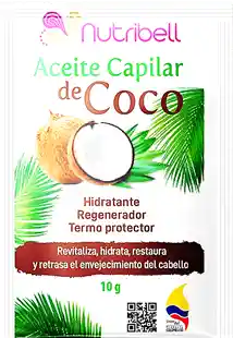 Aceite Capilar En Sachet De Coco - Hidrata, Regenera, Termo Protector - 10 Gm.
