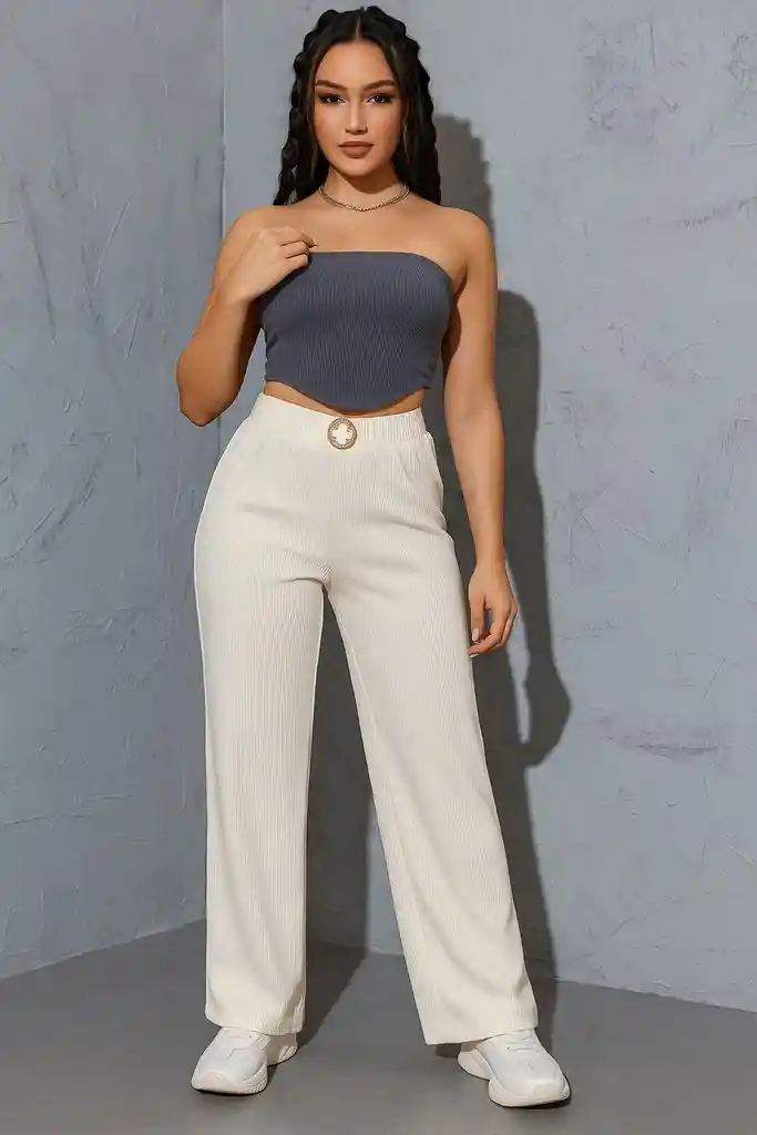 Pantalón Palazzo Pana Blanco