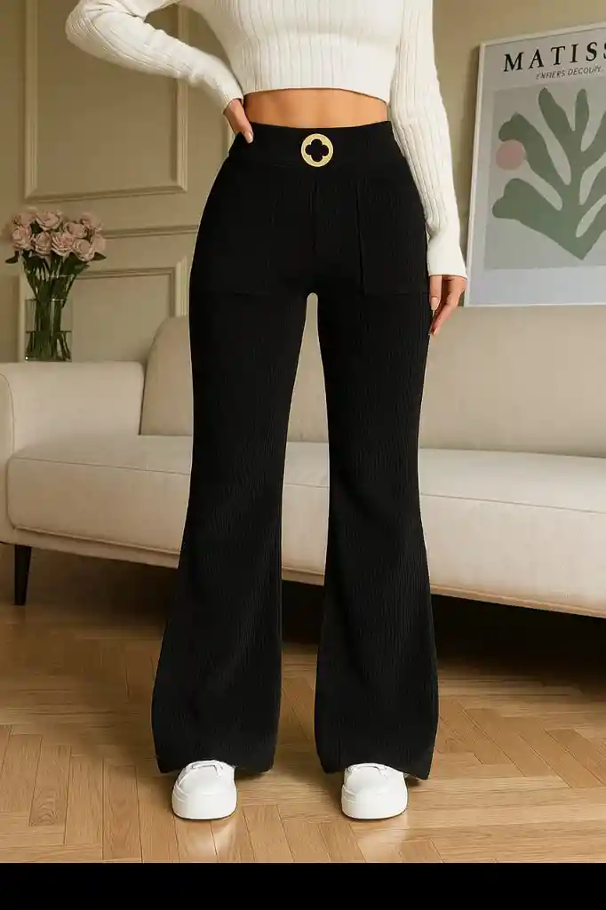 Pantalón Palazzo Pana Negro