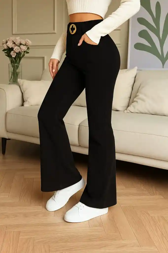 Pantalón Palazzo Pana Negro