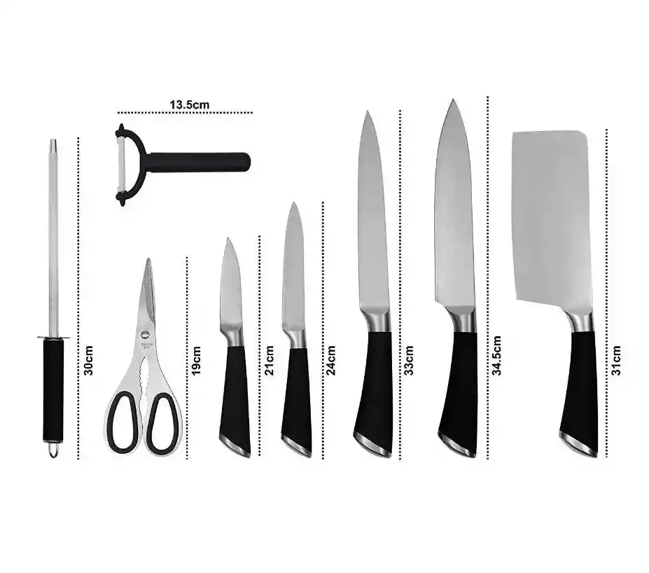 Set De Cuchillos En Acero Inoxidable Con Base