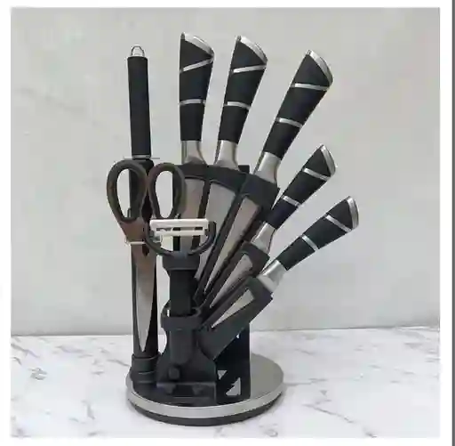 Set De Cuchillos En Acero Inoxidable Con Base