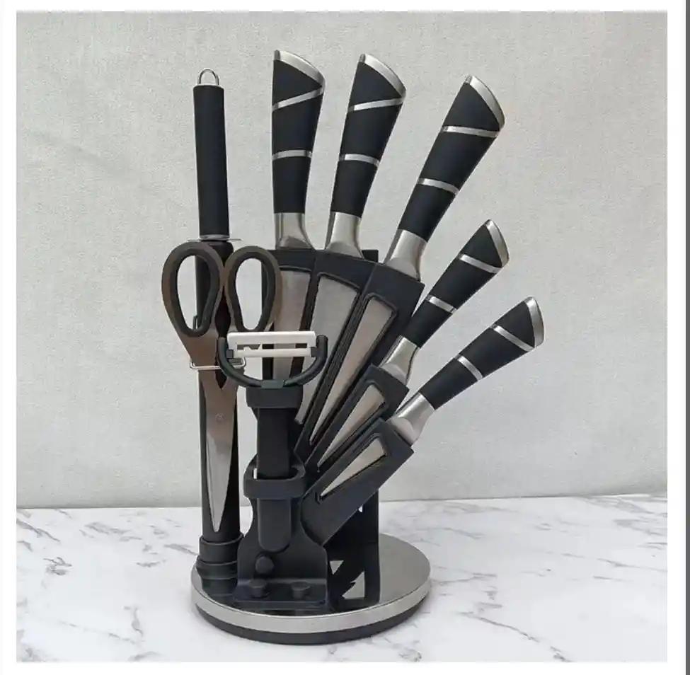 Set De Cuchillos En Acero Inoxidable Con Base