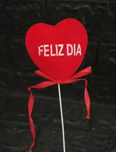Topper En Forma De Corazon Feliz Dia
