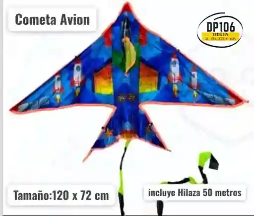 Cometa Avion Mediano Incluye 50 Metros Hilaza / Pita