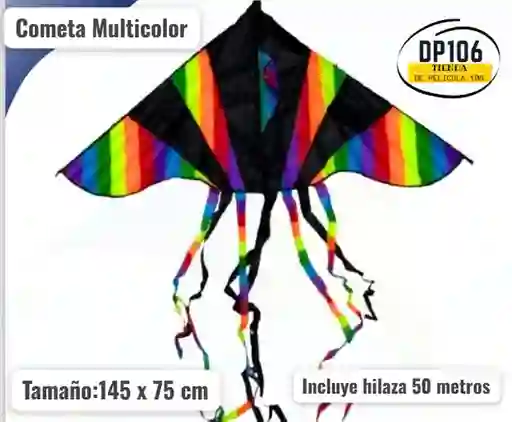 Cometa Multicolor Mediano Incluye 50 Metros Hilaza / Pita