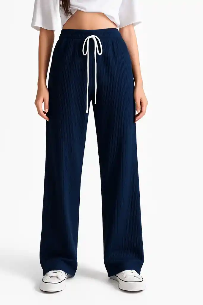Pantalon Palazzo Plisado Azul