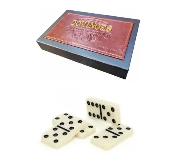 Domino Juego De Mesa Caja De Lujo Cuero Profesional 28pc Fichas 10mm