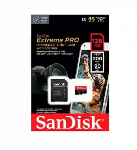 Memoria Micro Sd Sandisk Extreme Pro 4k 128 Gb Uhs-i Class 10