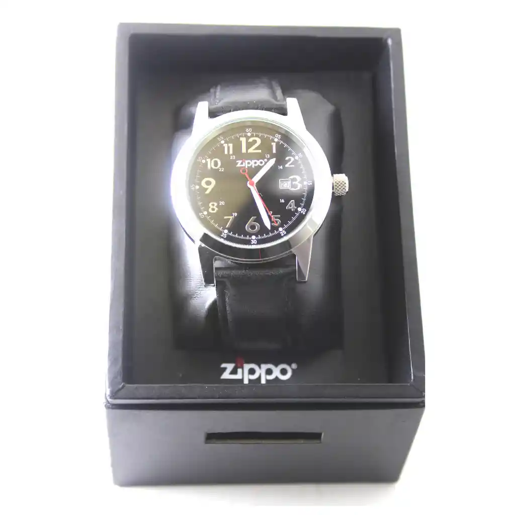 Reloj Zippo Correa De Piel, Negro