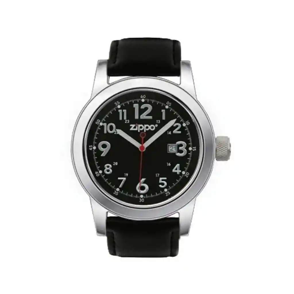 Reloj Zippo Correa De Piel, Negro
