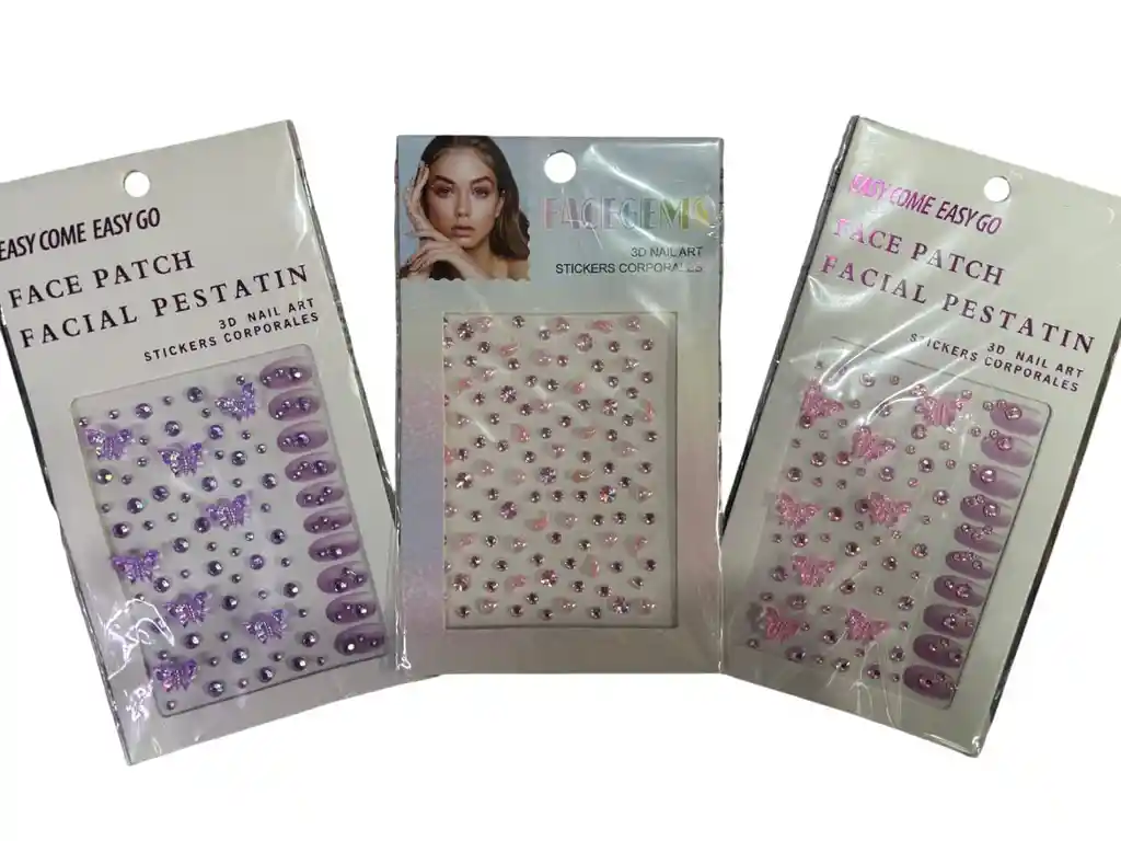 Gemas Adhesivas Multifuncionales Para Rostro, Uñas, Cabello Pegatinas Motivos Increíbles