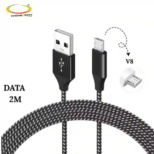 Cable De Datos Usb A V8 Acordonado Alta Calidad Innovatech Data-87 2 Metros