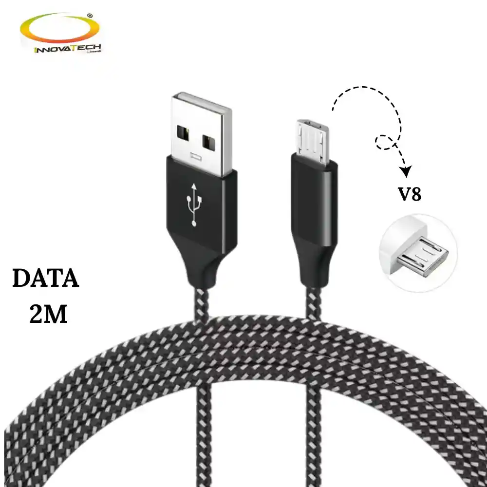Cable De Datos Usb A V8 Acordonado Alta Calidad Innovatech Data-87 2 Metros