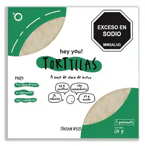 Tortillas Hey You Italian Spices A Base De Clara 220g