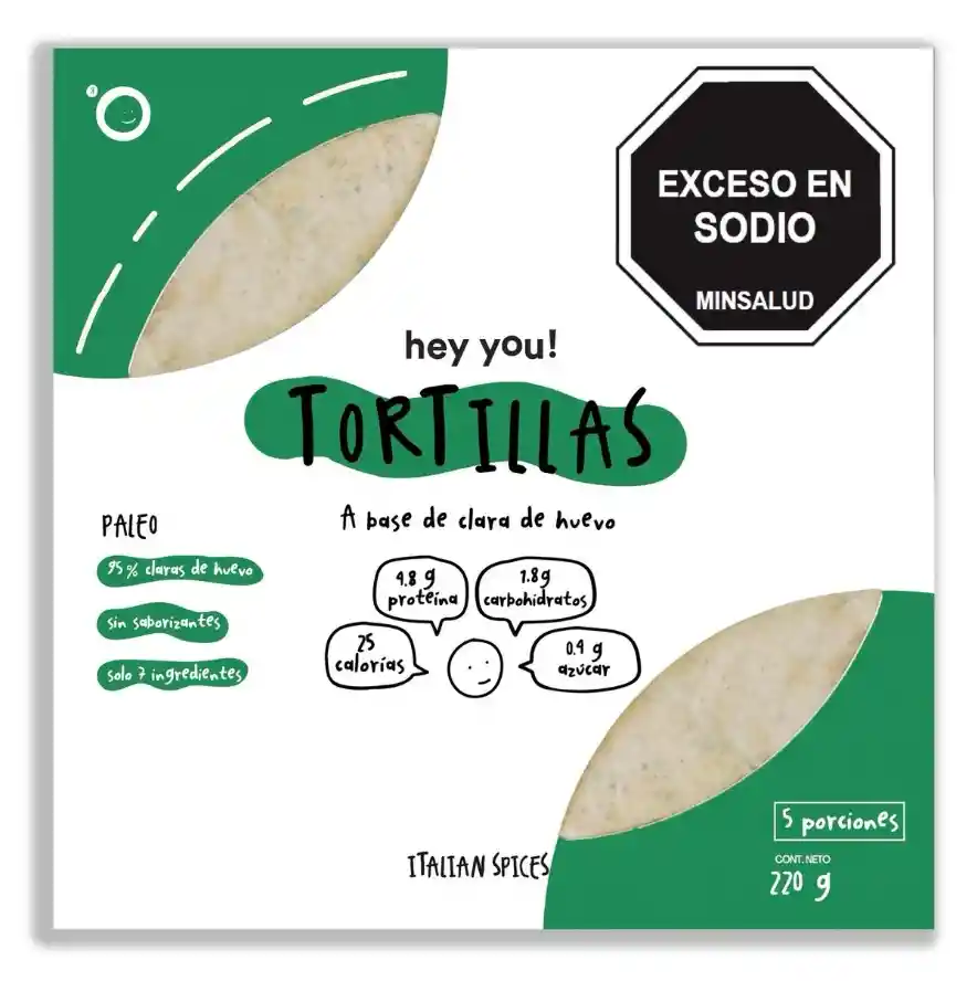 Tortillas Hey You Italian Spices A Base De Clara 220g