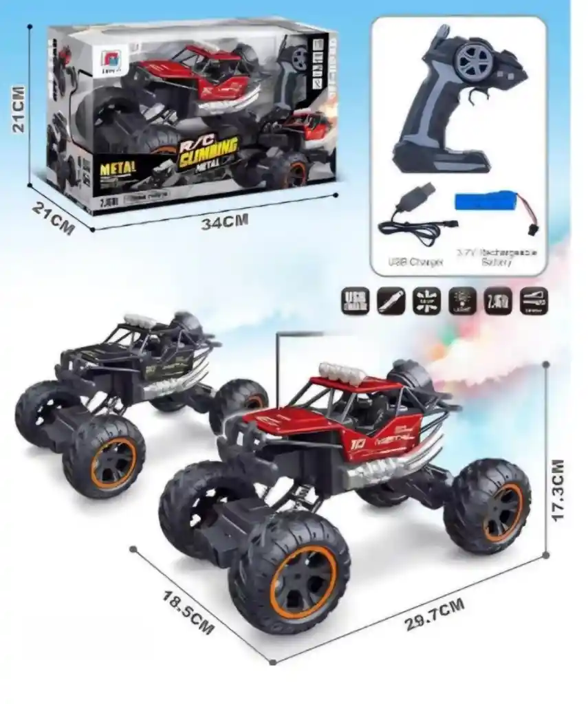 Carro Control Remoto Todoterreno Rc 4x4 Vehículo De Escalada Color Negro