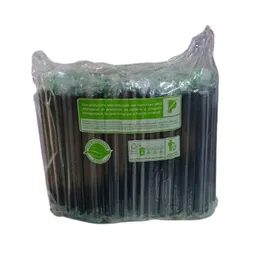 Pitillo Malteada Jumbo Con Punta 10mm Negro Forrados X 250und