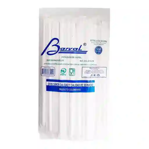 Pitillo Carton Blanco 8mm X 100und Barval