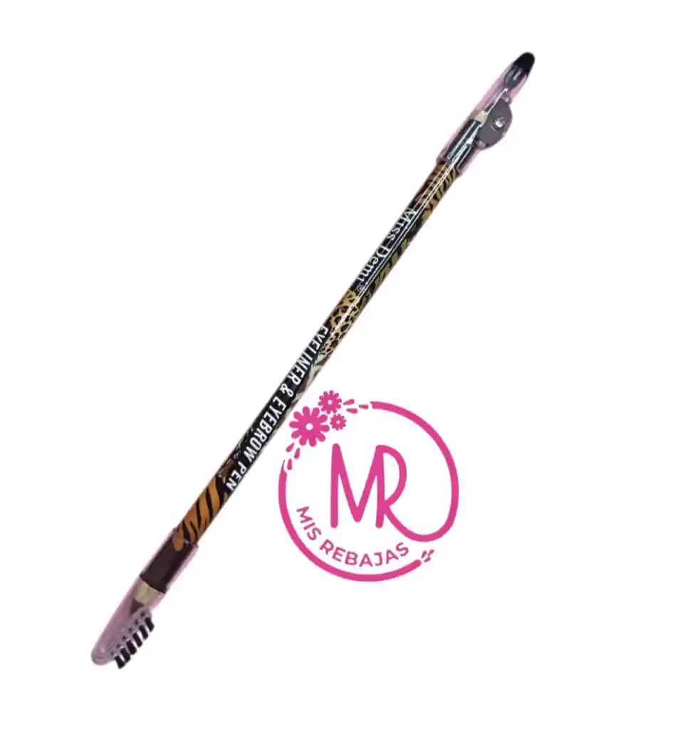 Lápiz 2 En 1 Para Ojos Y Cejas Con Cepillo Difuminador Y Sacapuntas (marrón Y Negro)