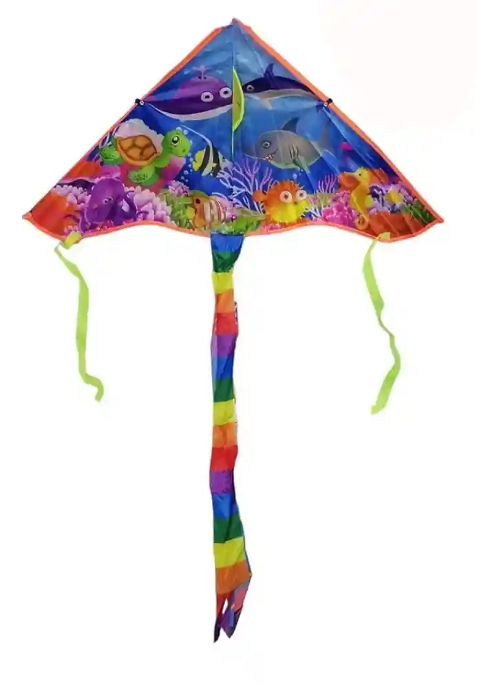 Cometa Mediana Triangular Para Volar Motivo Animales Marinos 92*50cm